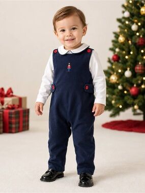 Edgehill Collection Nutcracker Longall Set Kids Navy Corduroy Size 18M NWT